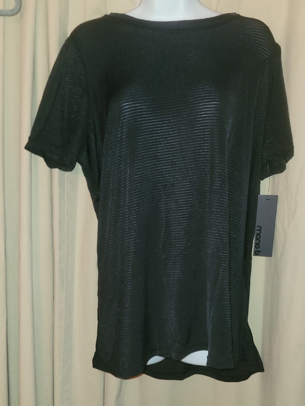 Mono B Black Short Sleeve Ribbed Tee